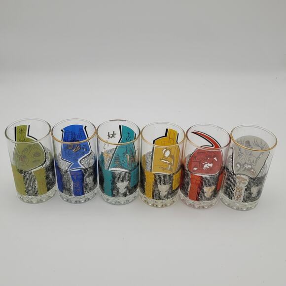 Vintage Roerig Pfizer Pharmaceutical Promo Glasses Set of 6 MCM 1960's READ - Picture 2 of 10